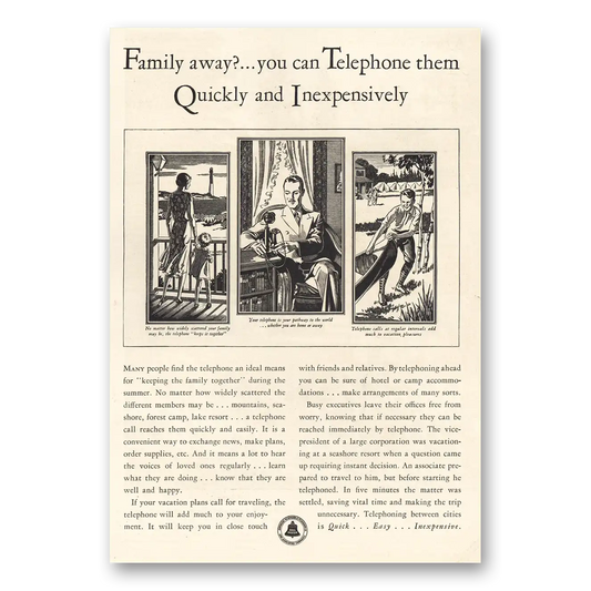 1930 American Telephone Far Away Vintage Magazine Print Ad