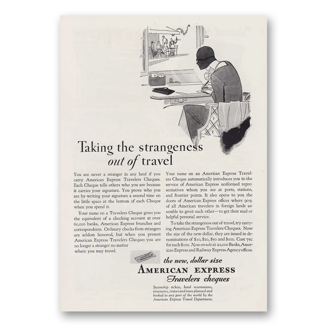 1930 American Express Taking the Strangeness out of Travel Vintage Magazine Print Ad