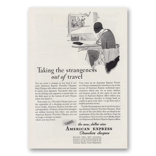 1930 American Express Taking the Strangeness out of Travel Vintage Magazine Print Ad