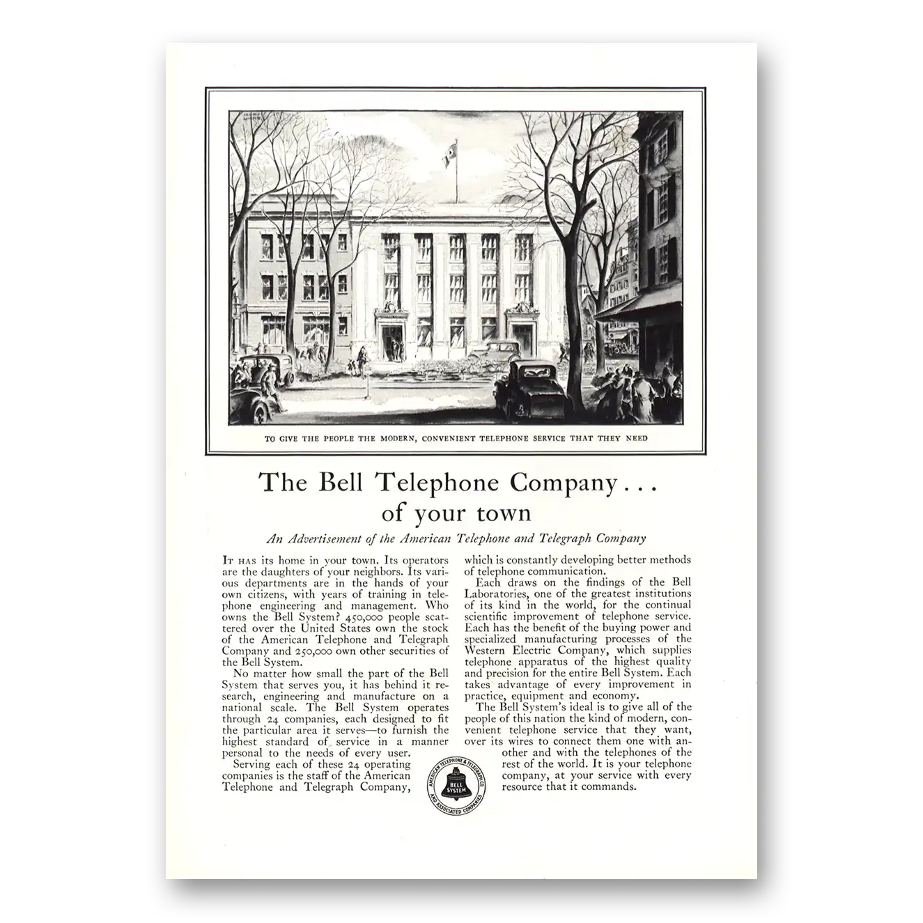 1930 American Telephone Company of Your Town Vintage Magazine Print Ad