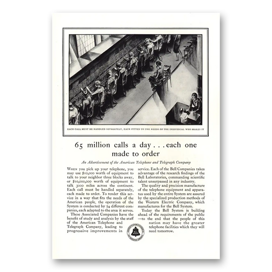 1930 American Telephone Million Calls a Day Vintage Magazine Print Ad