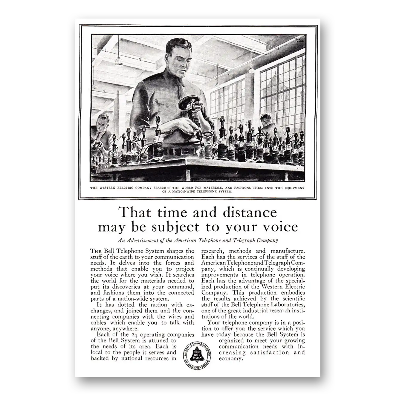 1930 American Telephone That Time and Distance Vintage Magazine Print Ad