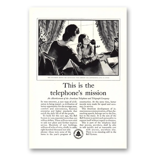 1930 American Telephone This is the Telephones Mission Vintage Magazine Print Ad