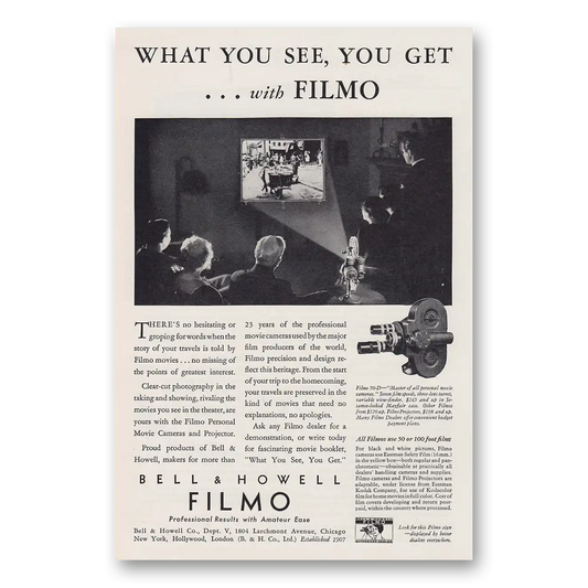 1930 Filmo Camera What You See You Get Vintage Magazine Print Ad