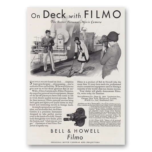 1930 Filmo Camera On Deck With Filmo Vintage Magazine Print Ad