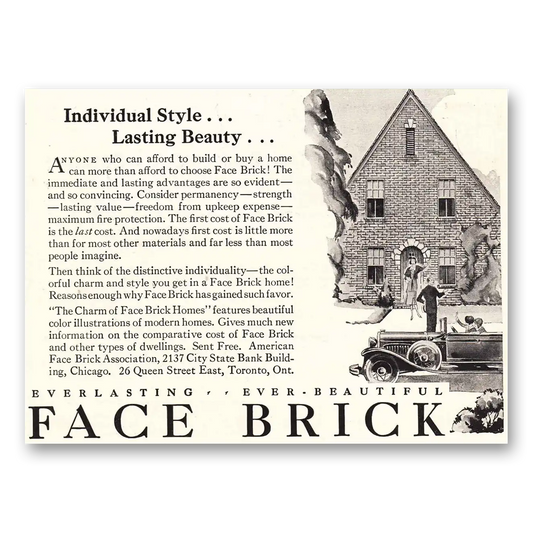 1930 American Face Brick Individual Style Lasting Beauty Vintage Magazine Print Ad