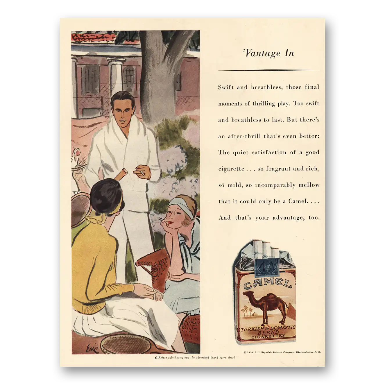 1930 Camel Cigarettes Vantage In Swift and Breathless Vintage Magazine Print Ad