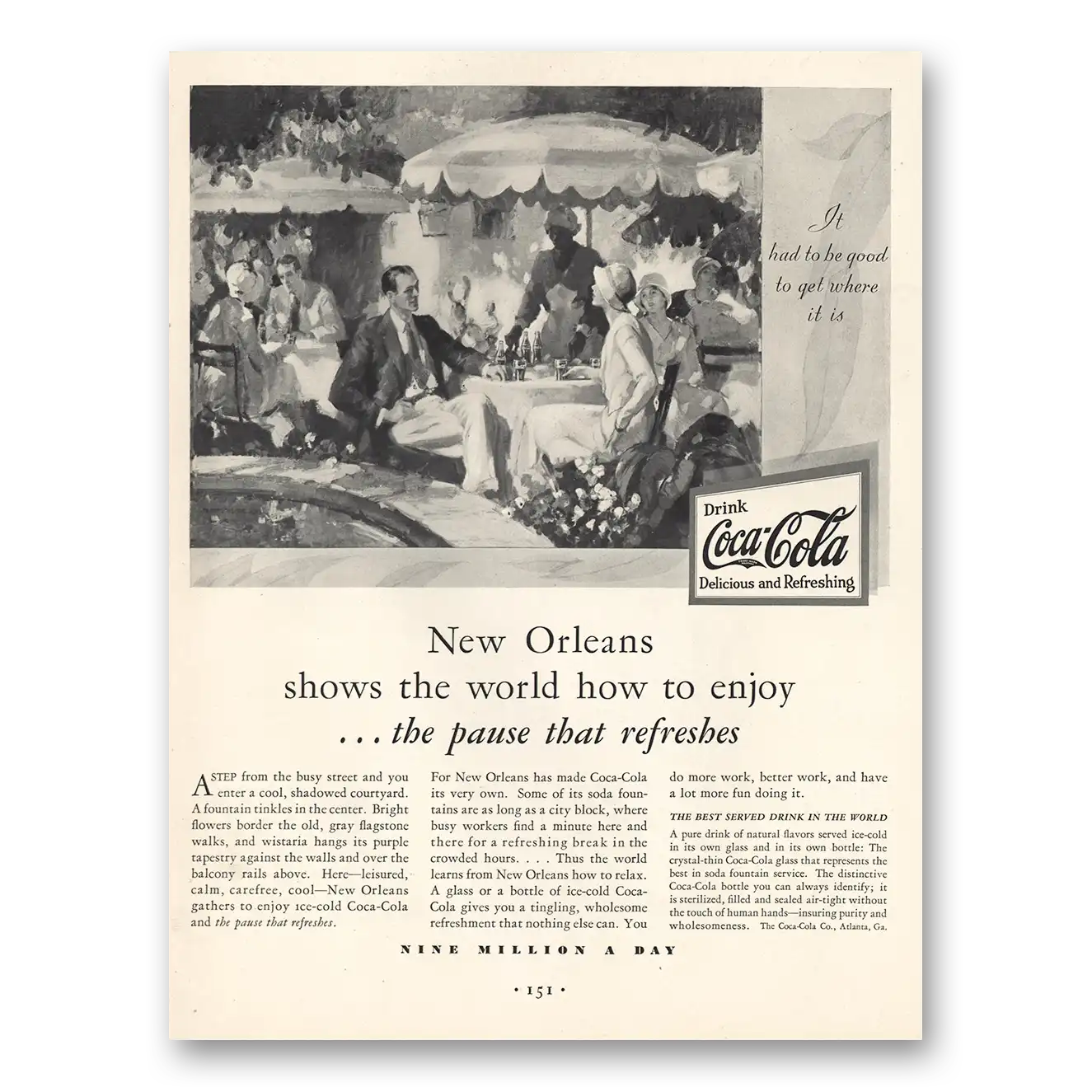 1930 Coca Cola New Orleans Shows the World How to Enjoy Vintage Magazine Print Ad