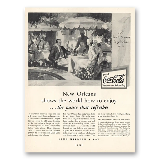 1930 Coca Cola New Orleans Shows the World How to Enjoy Vintage Magazine Print Ad