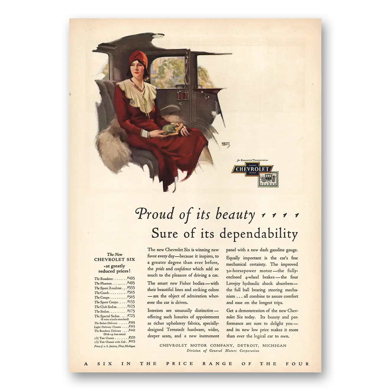 1930 Chevrolet Sedan Proud of Its Beauty Vintage Magazine Print Ad