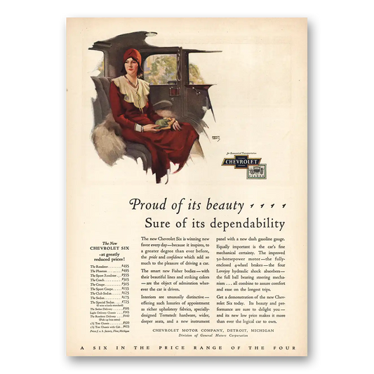 1930 Chevrolet Sedan Proud of Its Beauty Vintage Magazine Print Ad