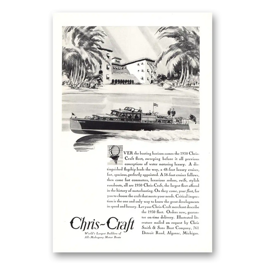 1930 Chris Craft Over the Boating Horizon Vintage Magazine Print Ad