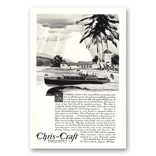 1930 Chris Craft Nimble and Fast Vintage Magazine Print Ad