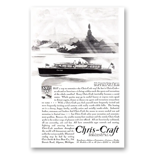 1930 Chris Craft Boats Commuting Cruiser Vintage Magazine Print Ad