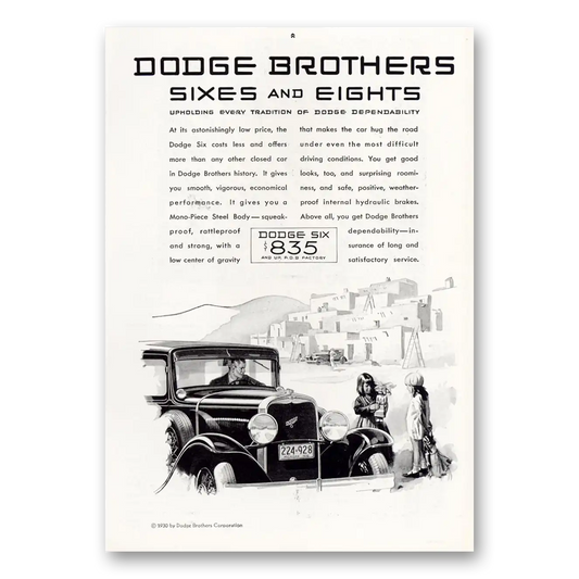 1930 Dodge Eight Astonishingly Low Price Vintage Magazine Print Ad