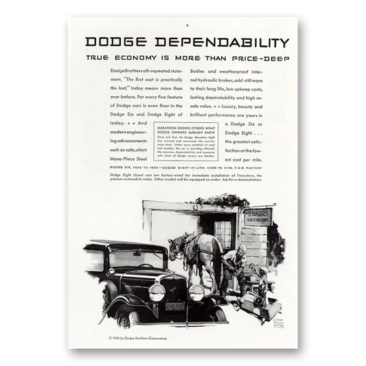 1930 Dodge Eight True Economy Is More Than Price Deep Vintage Magazine Print Ad