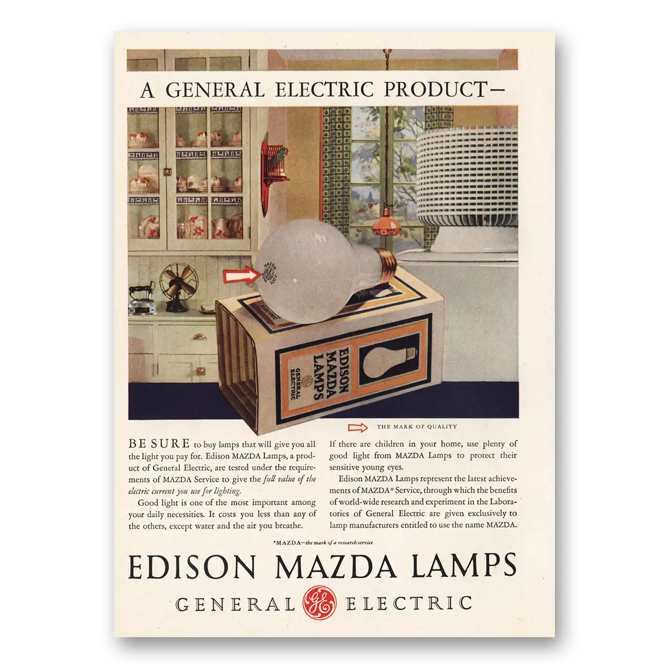 1930 Mazda Lamps All the Light You Pay For Vintage Magazine Print Ad