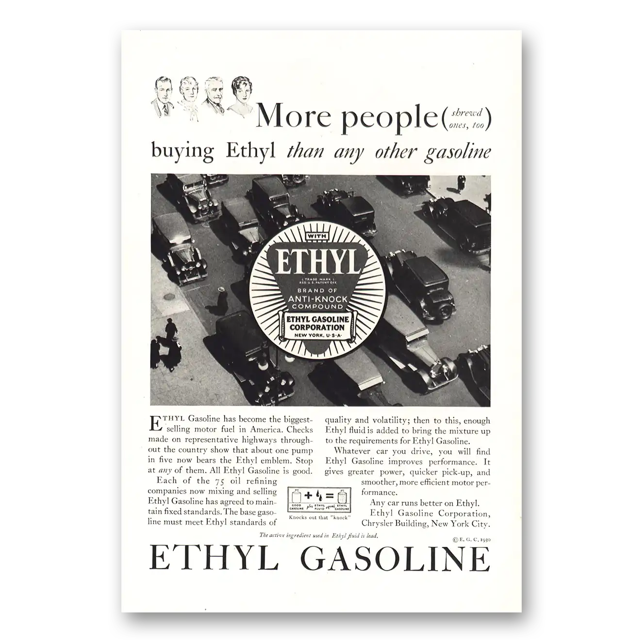 1930 Ethyl Gasoline More People Buying Ethyl Vintage Magazine Print Ad