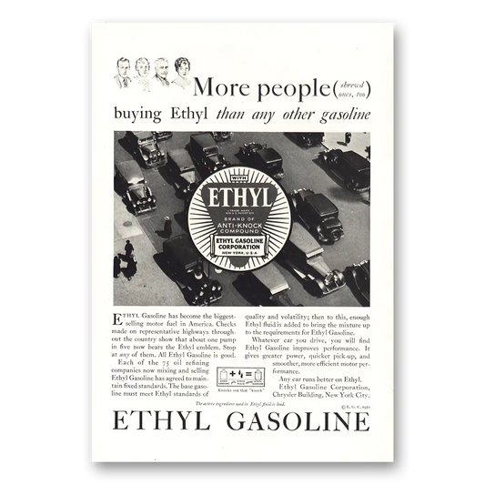 1930 Ethyl Gasoline More People Buying Ethyl Vintage Magazine Print Ad