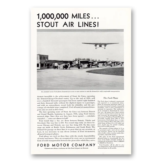 1930 Ford Aviation Stout Air Lines Vintage Magazine Print Ad