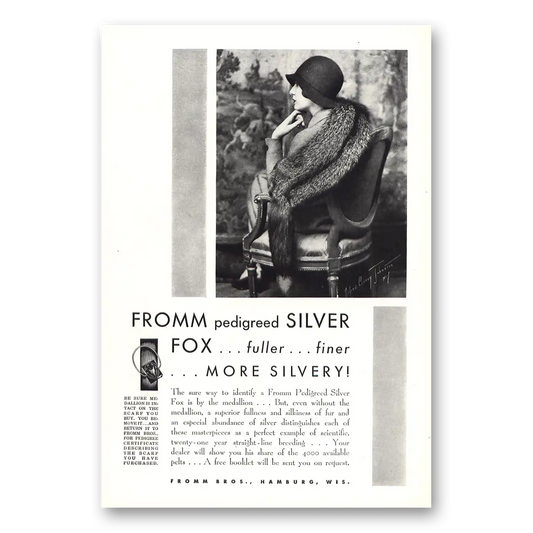 1930 Fromm Pedigreed Silver Fox Fuller Finer Vintage Magazine Print Ad