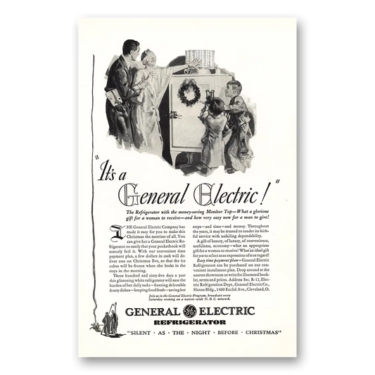 1930 General Electric Refrigerator Monitor Top Vintage Magazine Print Ad