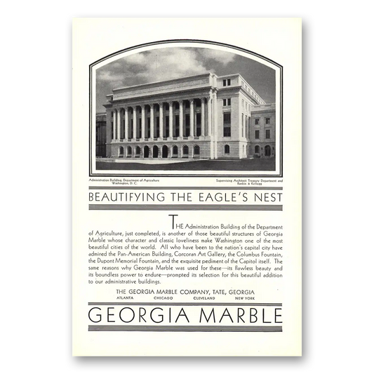 1930 Georgia Marble Beautifying the Eagles Nest Department of Agriculture Vintage Magazine Print Ad