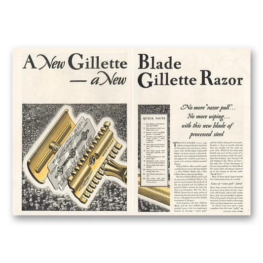 1930 Gillette Razor Blades No More Razor Pull Vintage Magazine Print Ad