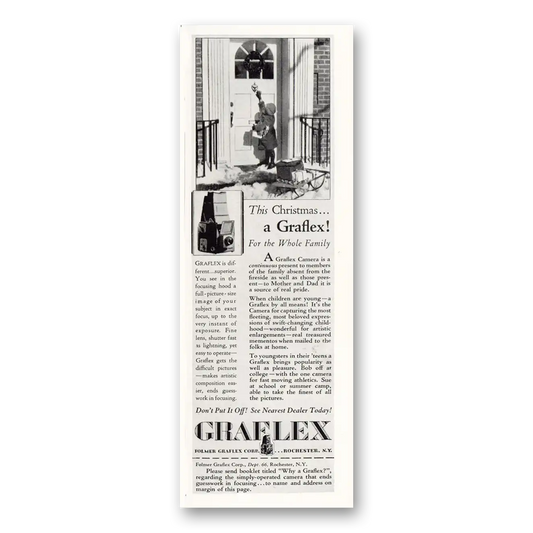 1930 Graflex Cameras Camera This Christmas For the Whole Family Vintage Magazine Print Ad