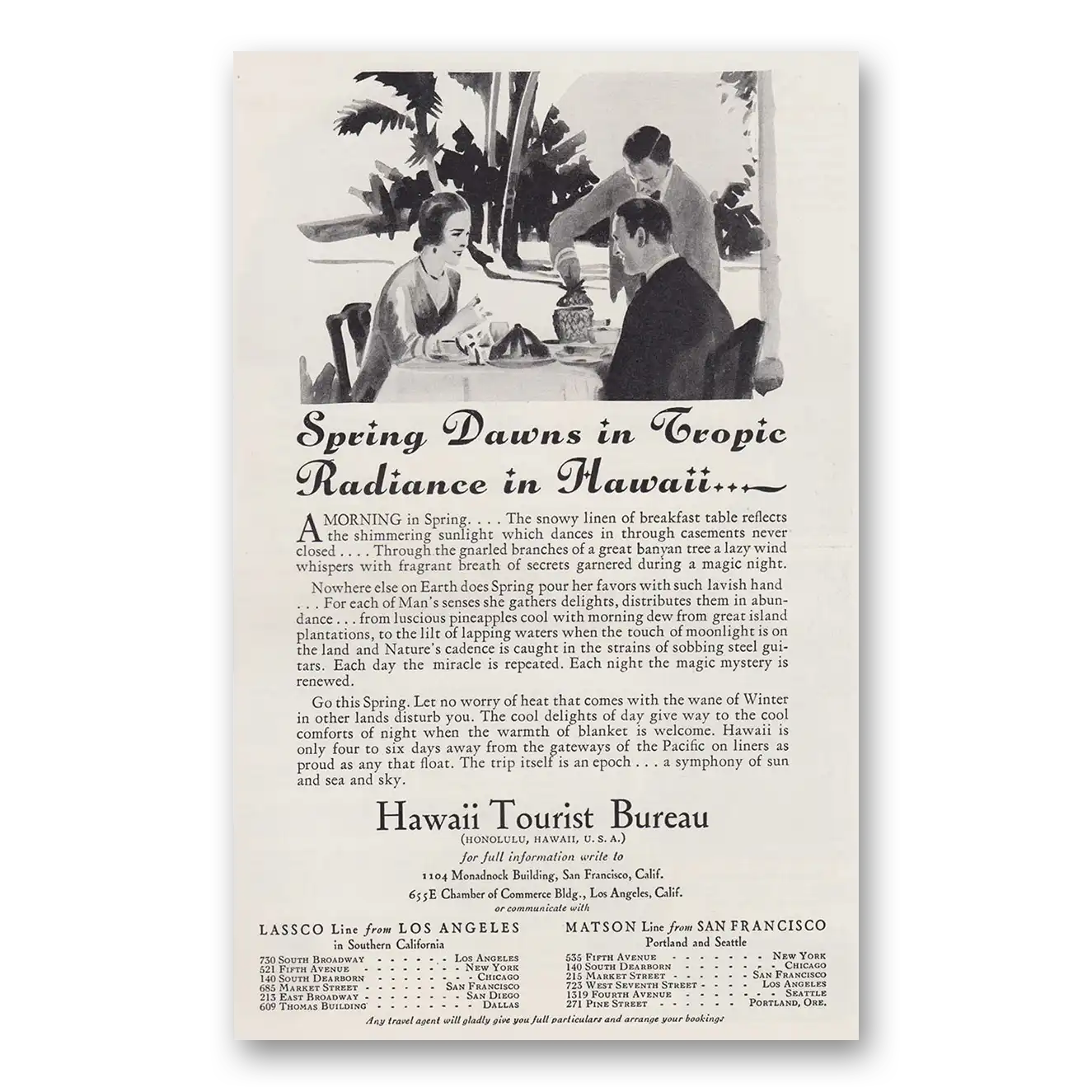 1930 Hawaii Spring Dawns in Tropic Radiance Vintage Magazine Print Ad