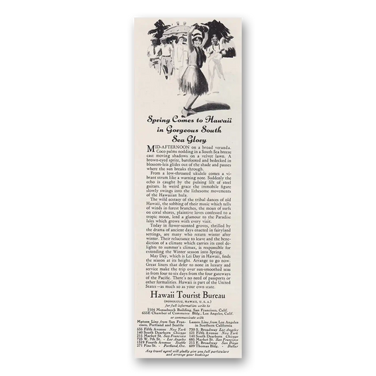 1930 Hawaii Spring Comes to Hawaii Vintage Magazine Print Ad