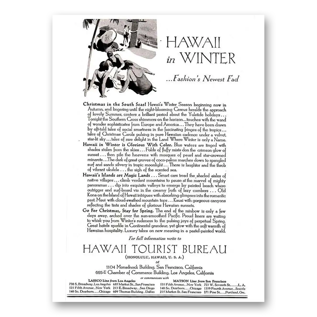 1930 Hawaii Fashions Newest Fad Vintage Magazine Print Ad