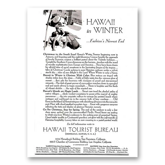 1930 Hawaii Fashions Newest Fad Vintage Magazine Print Ad