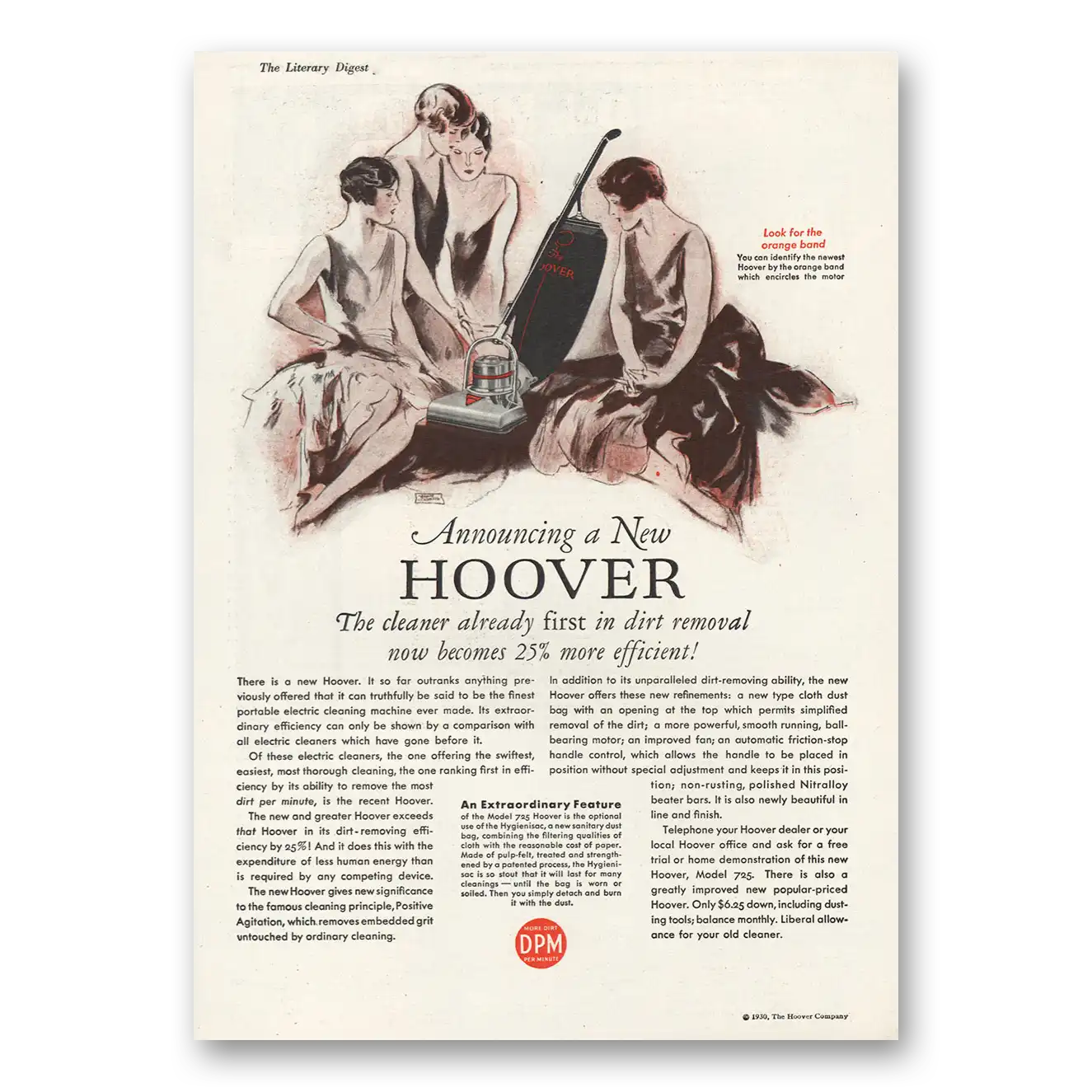 1930 Hoover Vacuum First In Dirt Removal Vintage Magazine Print Ad