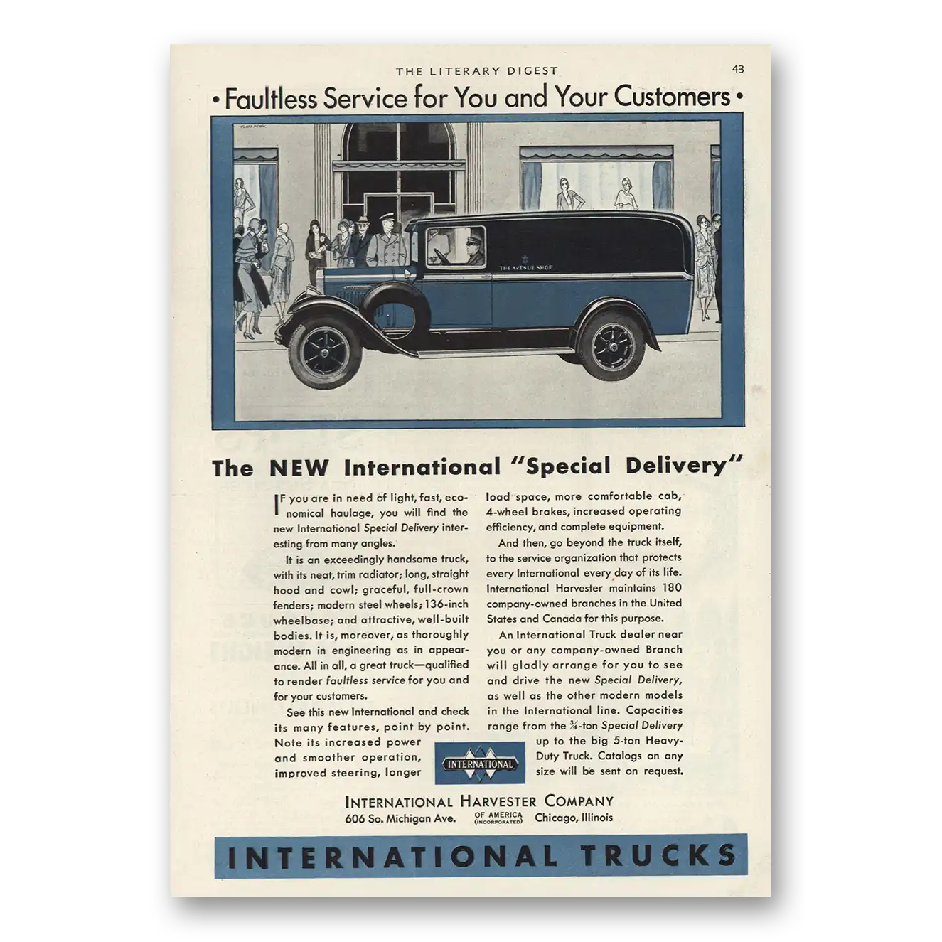 1930 International Trucks Special Delivery Vintage Magazine Print Ad