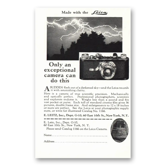 1930 Leica Cameras Only An Exceptional Camera Can Do This Vintage Magazine Print Ad