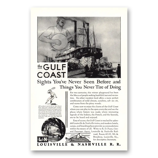 1930 Louisville & Nashville Railroad Gulf Coast Sights You've Never Seen Vintage Magazine Print Ad