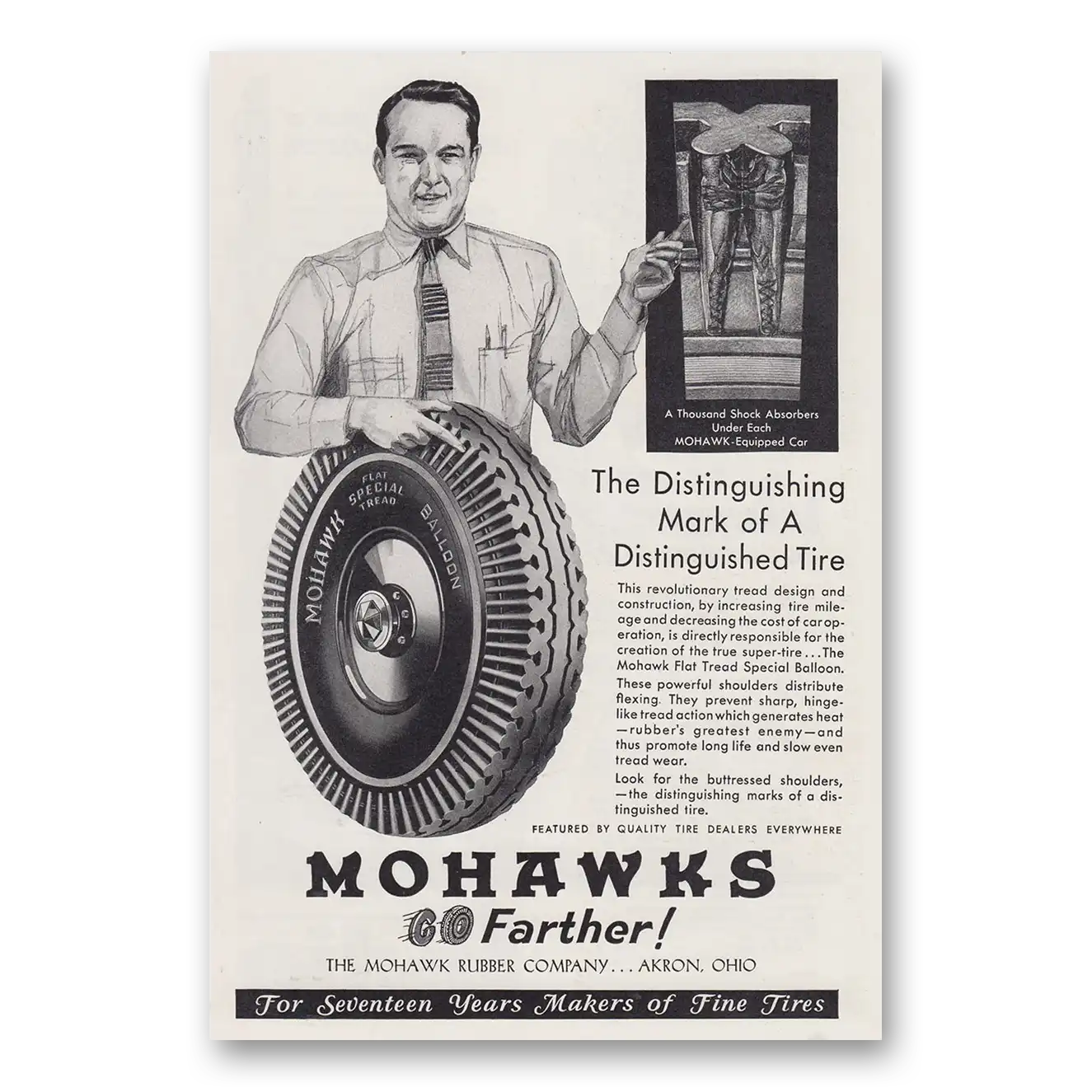 1930 Mohawk Tires Distinguishing Mark of Distinguished Tire Vintage Magazine Print Ad