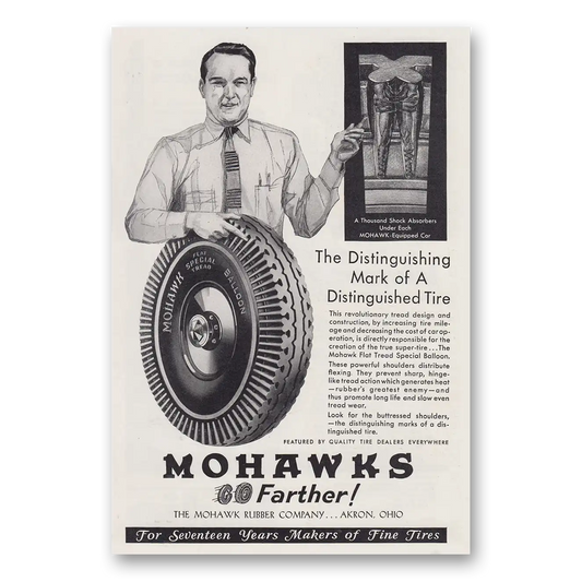 1930 Mohawk Tires Distinguishing Mark of Distinguished Tire Vintage Magazine Print Ad