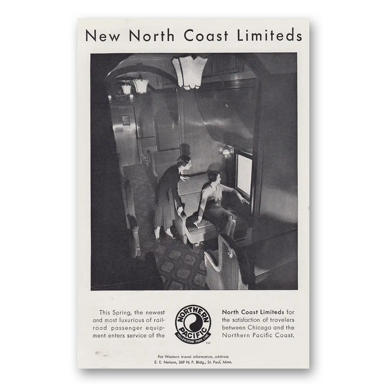 1930 Northern Pacific Railway New North Coast Limiteds Vintage Magazine Print Ad