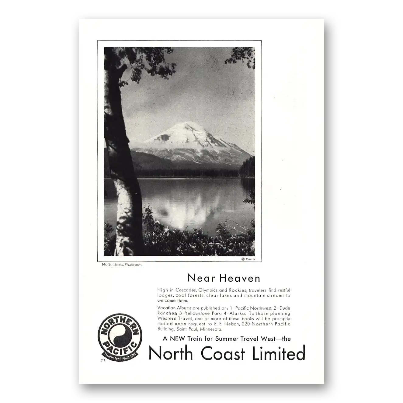 1930 Northern Pacific Railway Near Heaven Mt St Helens Vintage Magazine Print Ad