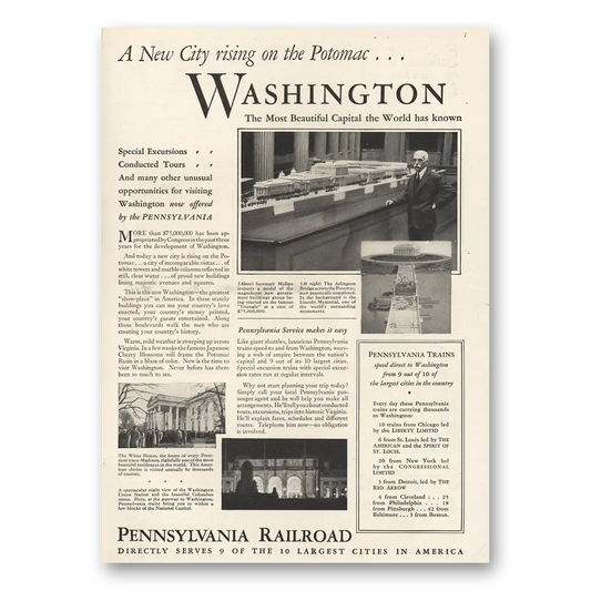 1930 Pennsylvania Railroad New City Rising on Potomac Vintage Magazine Print Ad