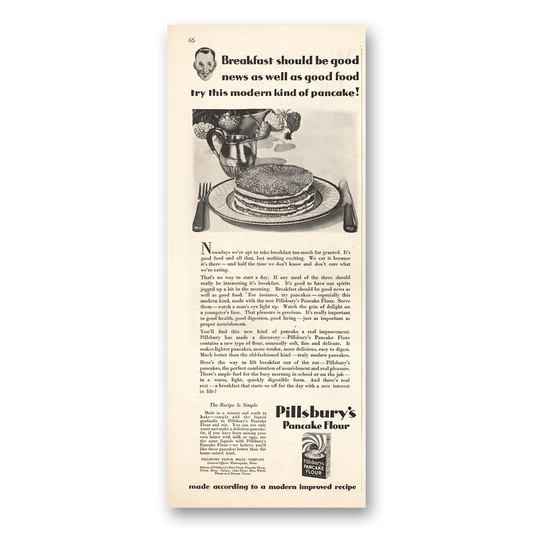 1930 Pillsbury Pancake Flour Breakfast Should Be Good Vintage Magazine Print Ad