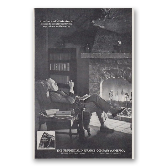 1930 Prudential Insurance Comfort and Contentment Vintage Magazine Print Ad