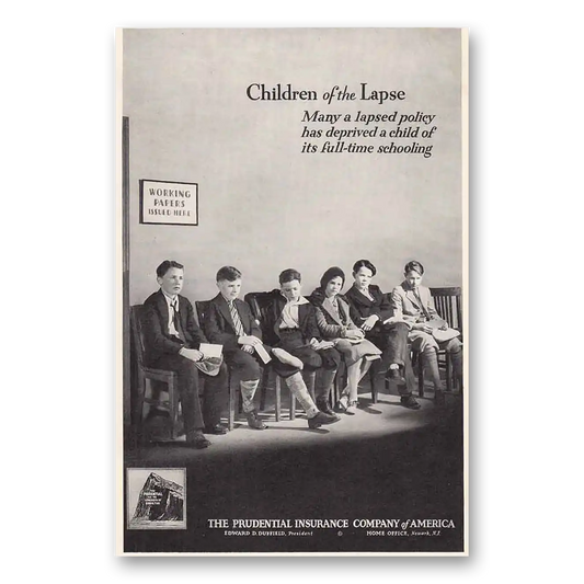 1930 Prudential Insurance Children of the Lapse Vintage Magazine Print Ad