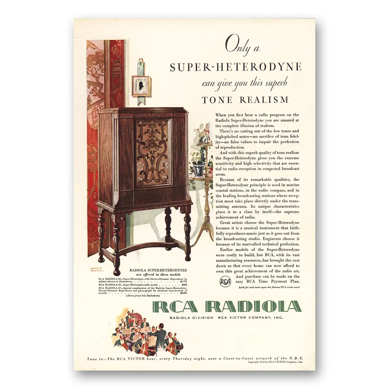 1930 RCA Radiola Super Heterodyne Vintage Magazine Print Ad