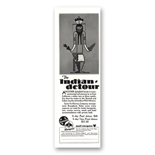 1930 Santa Fe Railway Indian Detours Vintage Magazine Print Ad