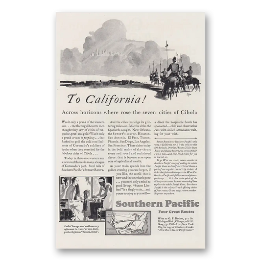 1930 Southern Pacific California Seven Cities of Cibola Vintage Magazine Print Ad