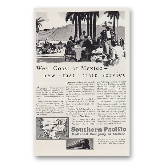 1930 Southern Pacific West Coast of Mexico Vintage Magazine Print Ad