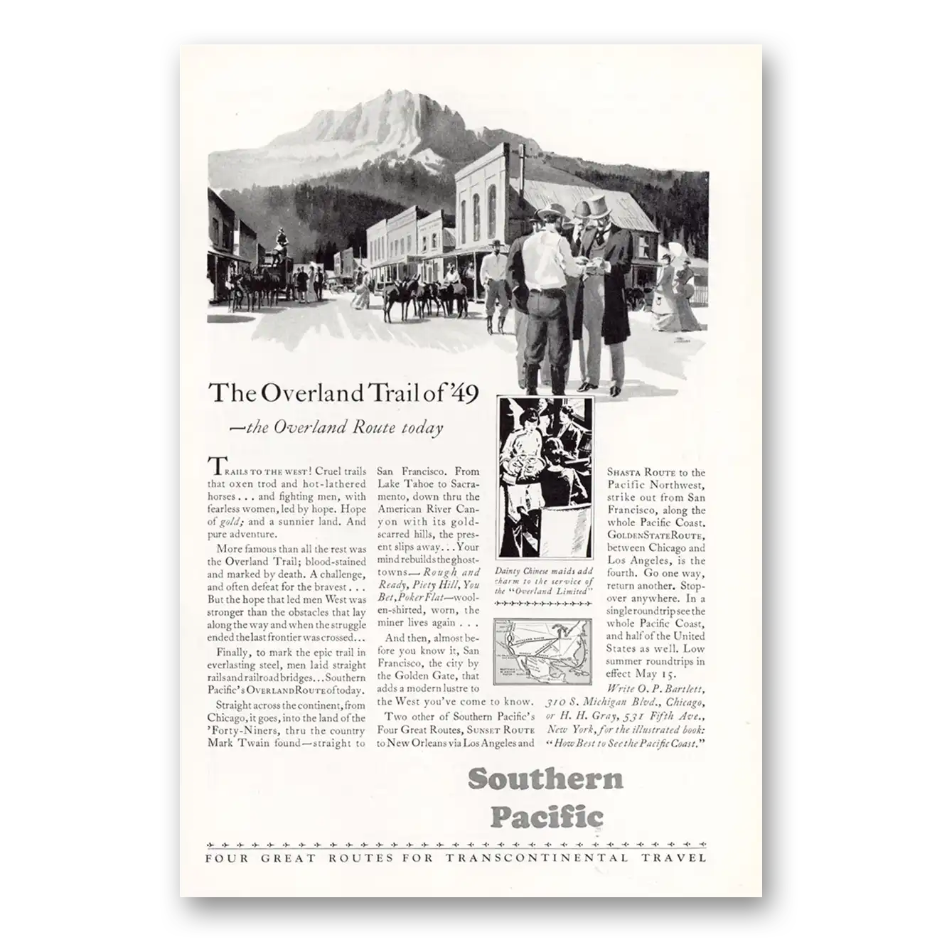 1930 Southern Pacific Overland Trail of 49 Vintage Magazine Print Ad